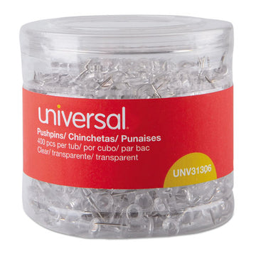 Universal® Clear Push Pins, Plastic, 3-8", 400-pack freeshipping - TVN Wholesale